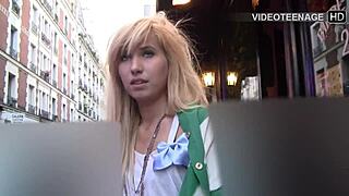 That shy 18 year old blonde Vicky steps into her first porn casting with a cute petite vibe