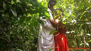 this indian desi college girlfriend gets fucked hard outdoors in the bush by her lover couple style