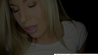 Busty blonde babe Olivia Austin takes hardcore rough fucking with cumshot on tits