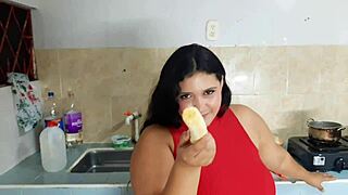 Curvy BbW Rides In Kitchen Passion