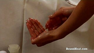 Sensual lesbian mistress dominates slave with muff diving massage