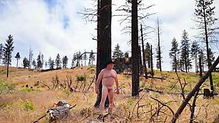 Naked walk in the burn with sheer clothing and flashing.