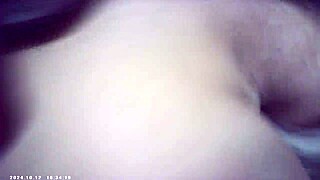 Asian blonde in glasses gets doggystyle fucking behind scenes with pornstar.