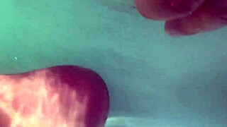 underwater creampie floods my pussy with dildo close up