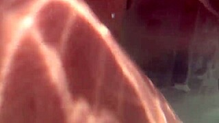 underwater creampie floods my pussy with dildo close up