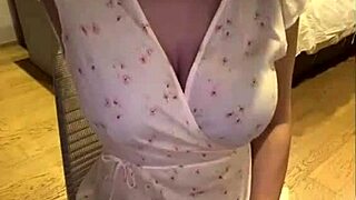 stepmother in beautiful short white dress with big tits outdoors