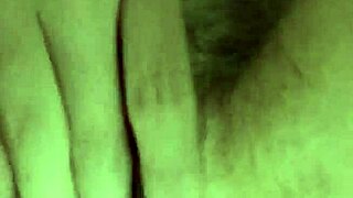 Hairy pussy drips in solo orgasm close-up