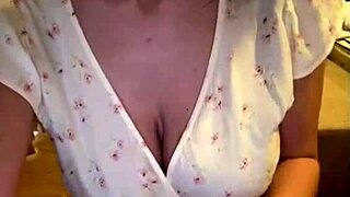 stepmother in beautiful short white dress with big tits outdoors