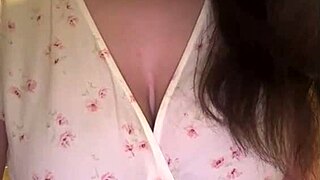 stepmother in beautiful short white dress with big tits outdoors