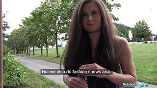 public agent lara fox in a reality scene with long hair