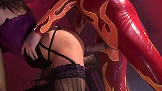 passionate european kinky groupsex in cage with chains and cosplay