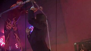 passionate european kinky groupsex in cage with chains and cosplay