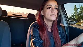 Redhead driver catches masturbating passenger