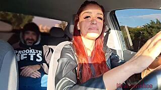 Redhead driver catches masturbating passenger
