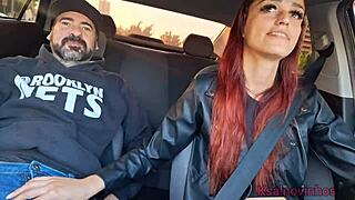 Redhead driver catches masturbating passenger