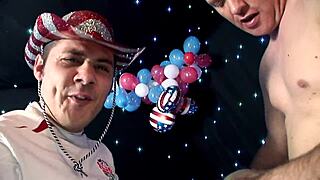 Hey, how does sexy blonde Amy use her big tits and tight body to seduce those two men?