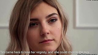 oh wow, this lovely teen sweetie is stretching her tight spread snatch so carefully, finally getting deflowered in the most intense way possible.