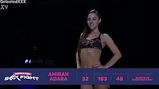 Lesbian oil sexfight: amirah adara vs bunny brownie in hardcore lezdom with sensual tits and pussy.