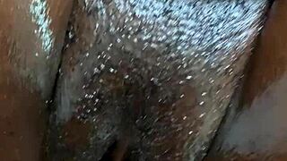 detailed close-up with bestie in missionary, muscular body and moaning.