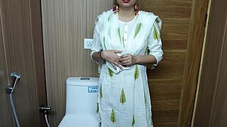 asian pornstar fucks stepmother's pussy in bathroom creampie