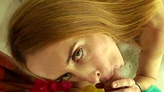 Beautiful milf sucks cock in bathroom