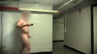 tanned exhibitionist strokes his hairy big cock publicly, moaning loudly as he cums almost caught by amateurs