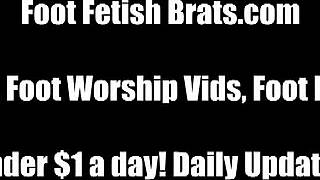 You girls are going to worship my perfect feet, starting with licking my toes, sucking on my heels, and giving a footjob in socks.