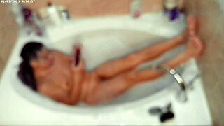 Solo bubble bathing boy in the pool.