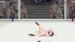 Princess Natasha fights Sayuri in lesbian wrestling match on street