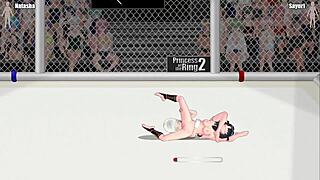 Princess Natasha fights Sayuri in lesbian wrestling match on street