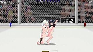 Princess Natasha fights Sayuri in lesbian wrestling match on street