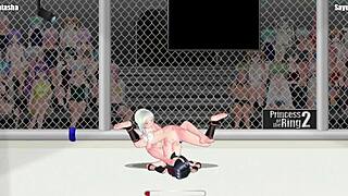 Princess Natasha fights Sayuri in lesbian wrestling match on street