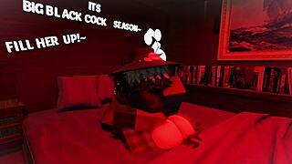 stretching femboy with big black cock!