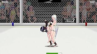 Princess Natasha fights Sayuri in lesbian wrestling match on street