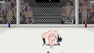 Princess Natasha fights Sayuri in lesbian wrestling match on street