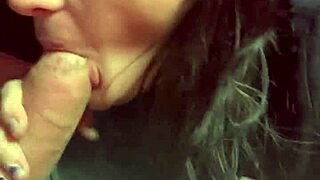 Wifey sucks dick in public sex shop