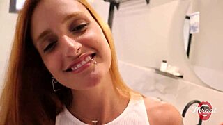 uh my wife left so i got her best friend that busty redhead to deepthroat till i cum in her mouth the slut will she tell