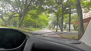 Colombian girl gets fucked after school in motel parking with facial