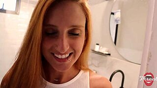 uh my wife left so i got her best friend that busty redhead to deepthroat till i cum in her mouth the slut will she tell