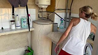Blonde Neighbor Orgasms In Washing Machine