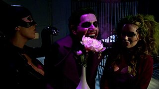 catwoman threesome in the cage