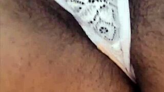 Mature Milf Licks Hairy Pussy Outdoors with Dildo