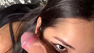 cute submissive girlfriend with piercings deepthroats and gags on big dick with sloppy sucking
