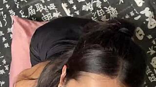 cute submissive girlfriend with piercings deepthroats and gags on big dick with sloppy sucking