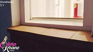 You catch your british neighbour showering with her big natural tits on display