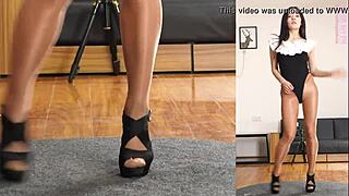 Asian Girl Feels Joy Practicing Dance in Pantyhose and Leotard