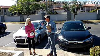 Delivery driver enjoys close up of shaved nipples and piercing in heels