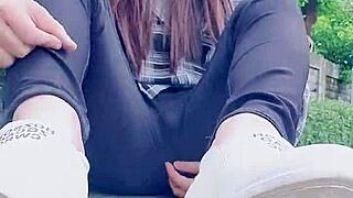 Tingting，中国伪娘，中午发情，穿衣，出门，一边尿一边手淫