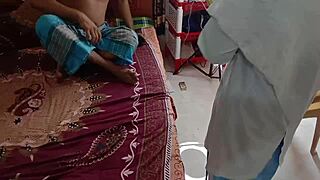 Bangladeshi student couple homemade doggystyle in bedroom with tight pussy