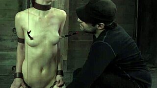 Restrained gagged submissive toyed by maledom with toys and choking